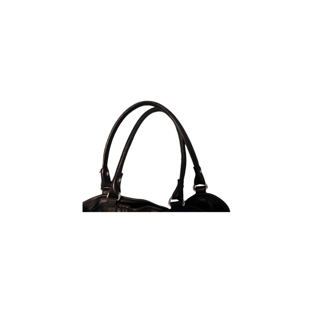 ♥️👜(sold)B Makowsky Black 100%Leather Chrome Shoulder Bag♥️👜 - Picture 9 of 13